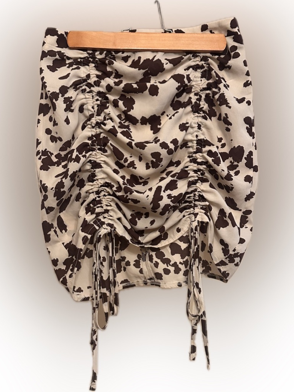 NASTY GAL - Ruched Cow Print Skirt
